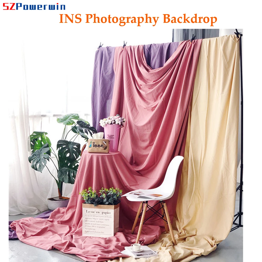 

SZPowerwin INS Style Cotton Photography Backdrop 2.4x1m 2.4x2m 2.4x3m 2.4x4m Color Chroma Key Background Cloth Live Vlogger