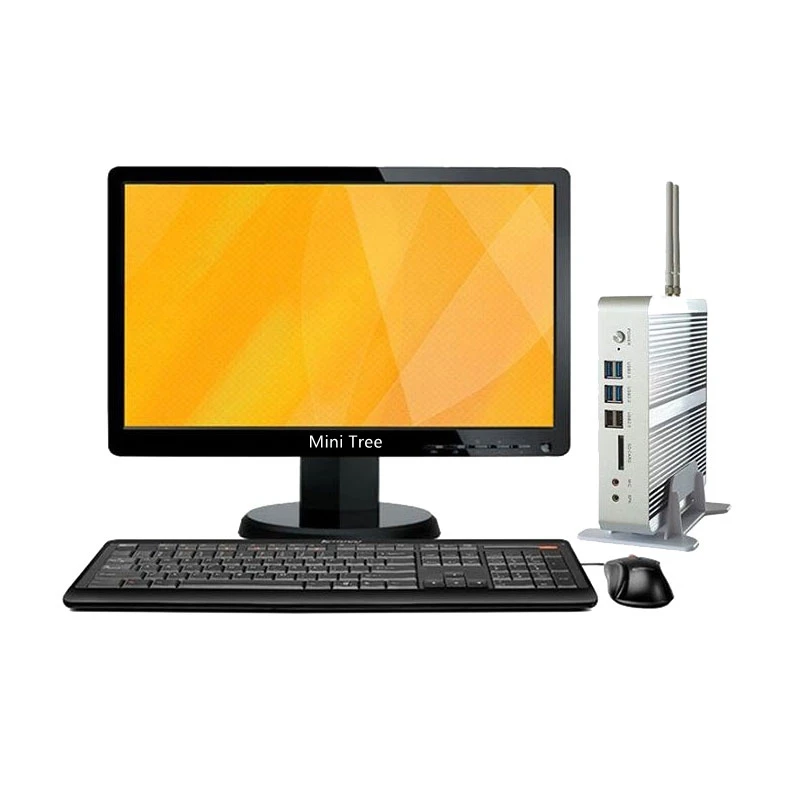 Computer portatile Core i5 5200U i7 5500U HD Graphics 5500 Mini Pc senza ventola DDR3 2Lans 2 * HD1.4 4K HTPC custodia per Pc commerciale in alluminio