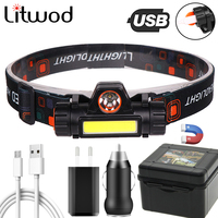 Portable mini Powerful LED Headlamp XPE+COB USB Rechargeable Headlight Built-in Battery Waterproof Head Torch Head Lamp