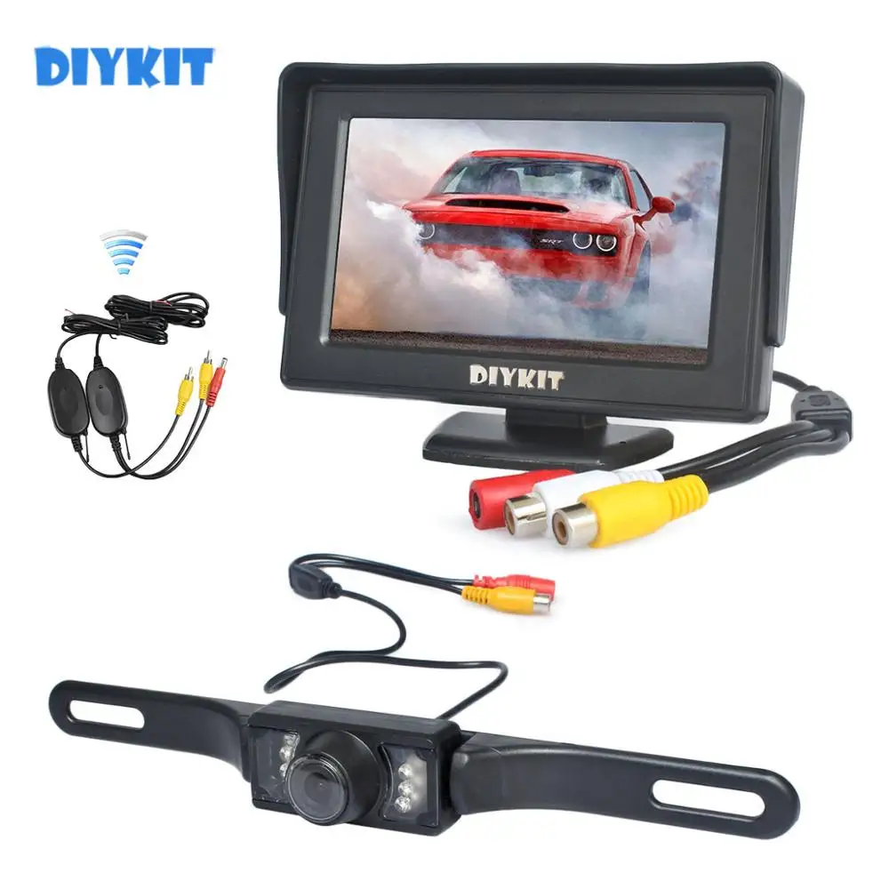 

DIYKIT Wireless 4.3" Color TFT LCD Car Monitor + IR Night Vision HD Rear View Car Camera Parking Assistance System