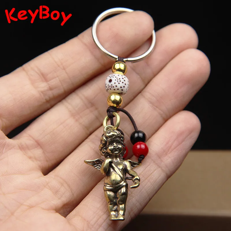 Brass Eros Cupid Couple Keychain Pendant for Necklace Greek Mythology God of Love Angel Key Chain Hanging Charms DIY Accessories