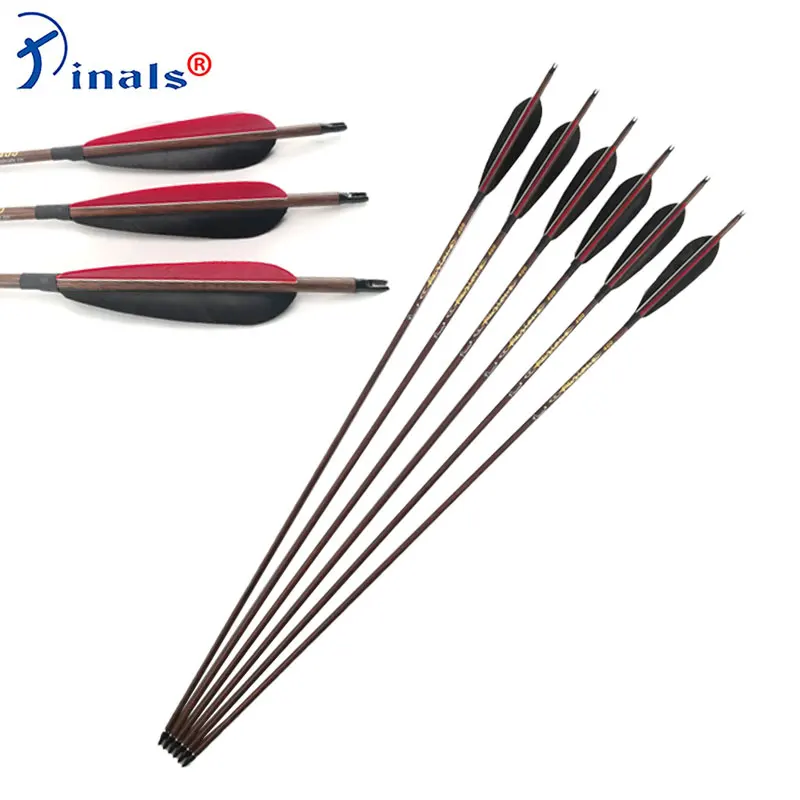 12pcs Spine 400 500 600 Archery Carbon Arrows ID6.2 Shaft Turkey Feather Vane for Recurve/Compound Bows Archery Shooting Hunting