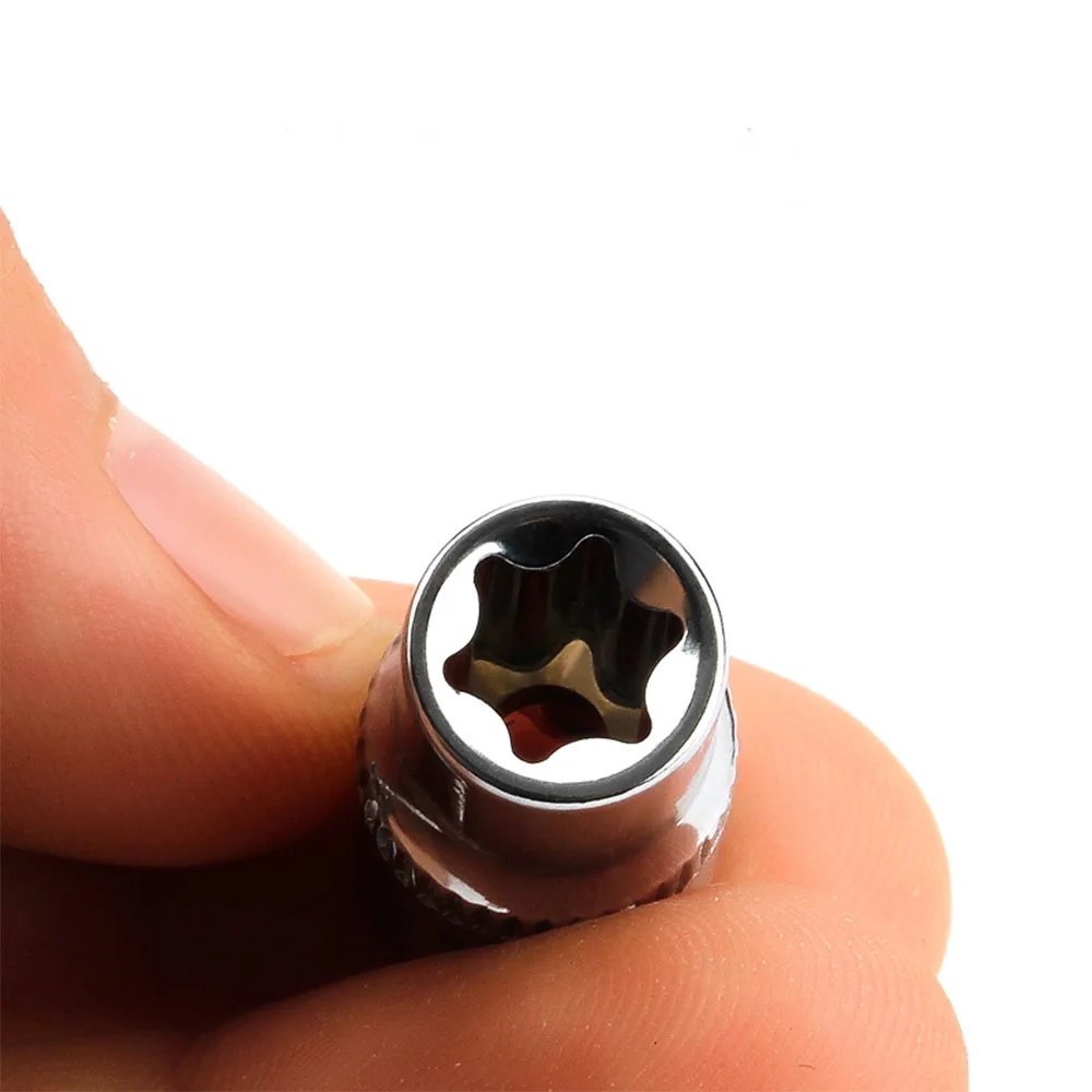 Herramientas de reparación manual de enchufe de estrella Torx de 1/4 pulgadas, 2 piezas, Agujero cuadrado E tipo E4, E5, E6, E7, E8
