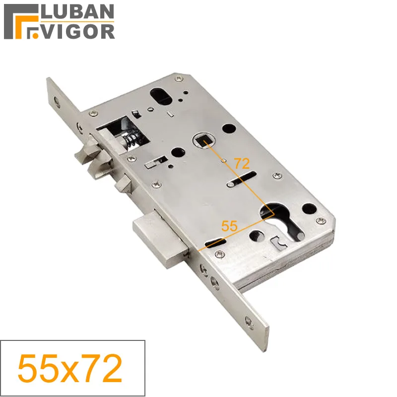Stainless steel lock body 5572 for Fingerprint password lock 7255 Lock body Lock Spacing 72mm Backset 55mm lift handle to lock