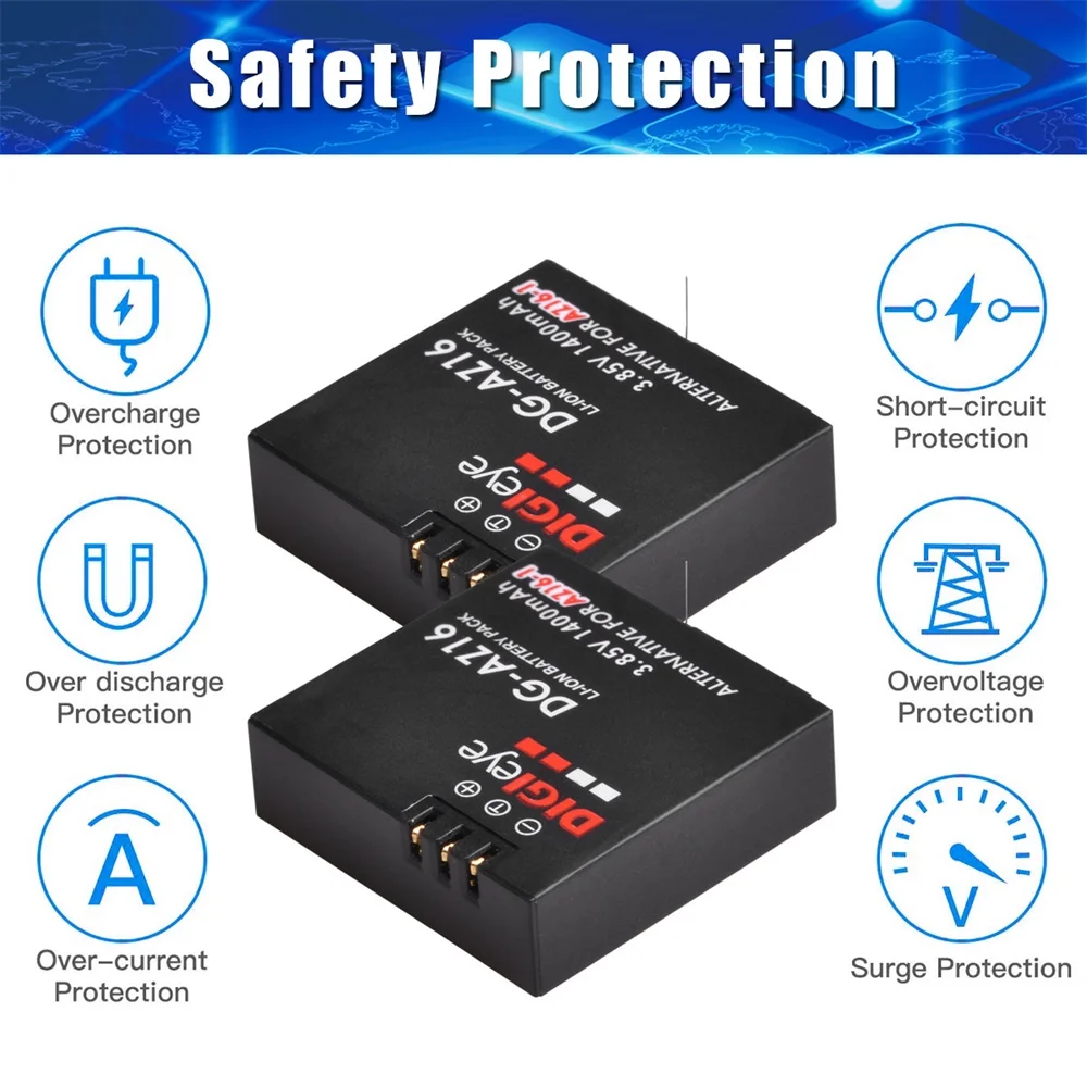 Xiaomi AZ16-1 Ersatz Batterie + LED Dual Ladegerät mit Typ C für Xiaomi Yi 4K, yi 4K +, Yi Lite, YI 360 VR Action Kamera