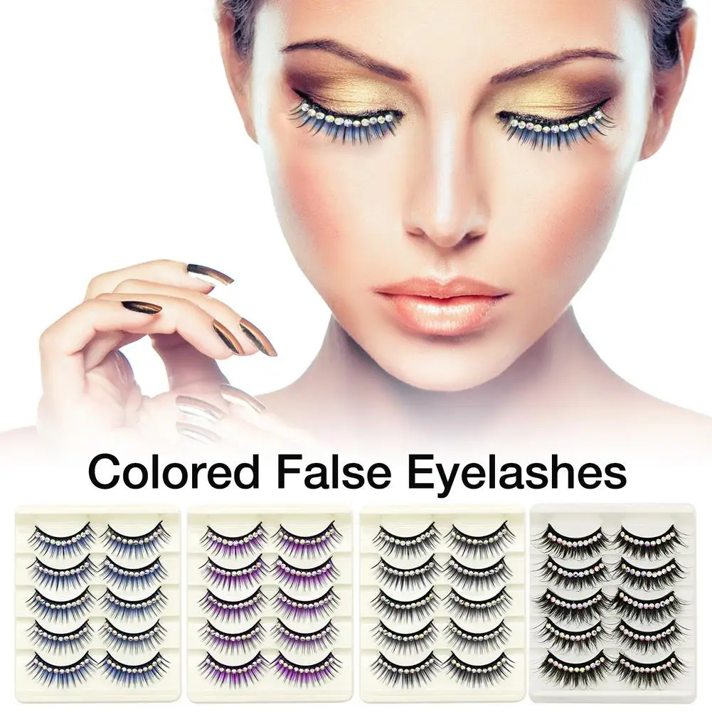 Lash Extension Supplies Colored False Eyelashes White Symphony Diamond Fake Eyelashes Natural Long Thick Parties Role-play Tool