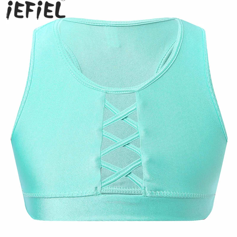 

Kids Girls Casual Tank Top Ballet Dance Workout Yoga Fitness Gymnastics Crop Tops Sleeveless U Neck Bra Tops Racer Back Vest Top