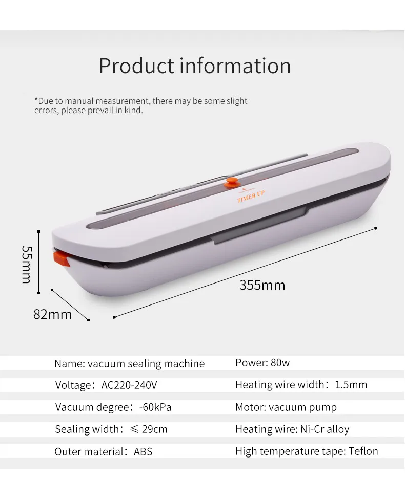 Household Vacuum Sealer Upgraded Automatic Food Sealer Machine with 10 Sealing Bags Food Vacuum Air Sealing System