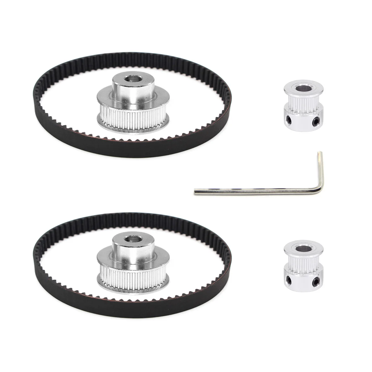 Befenybay 2pcs/set  2GT Synchronous Wheel 20&40 Teeth 8mm Bore Aluminum Timing Pulley with 2pcs Length 200mm Width 6mm Belt