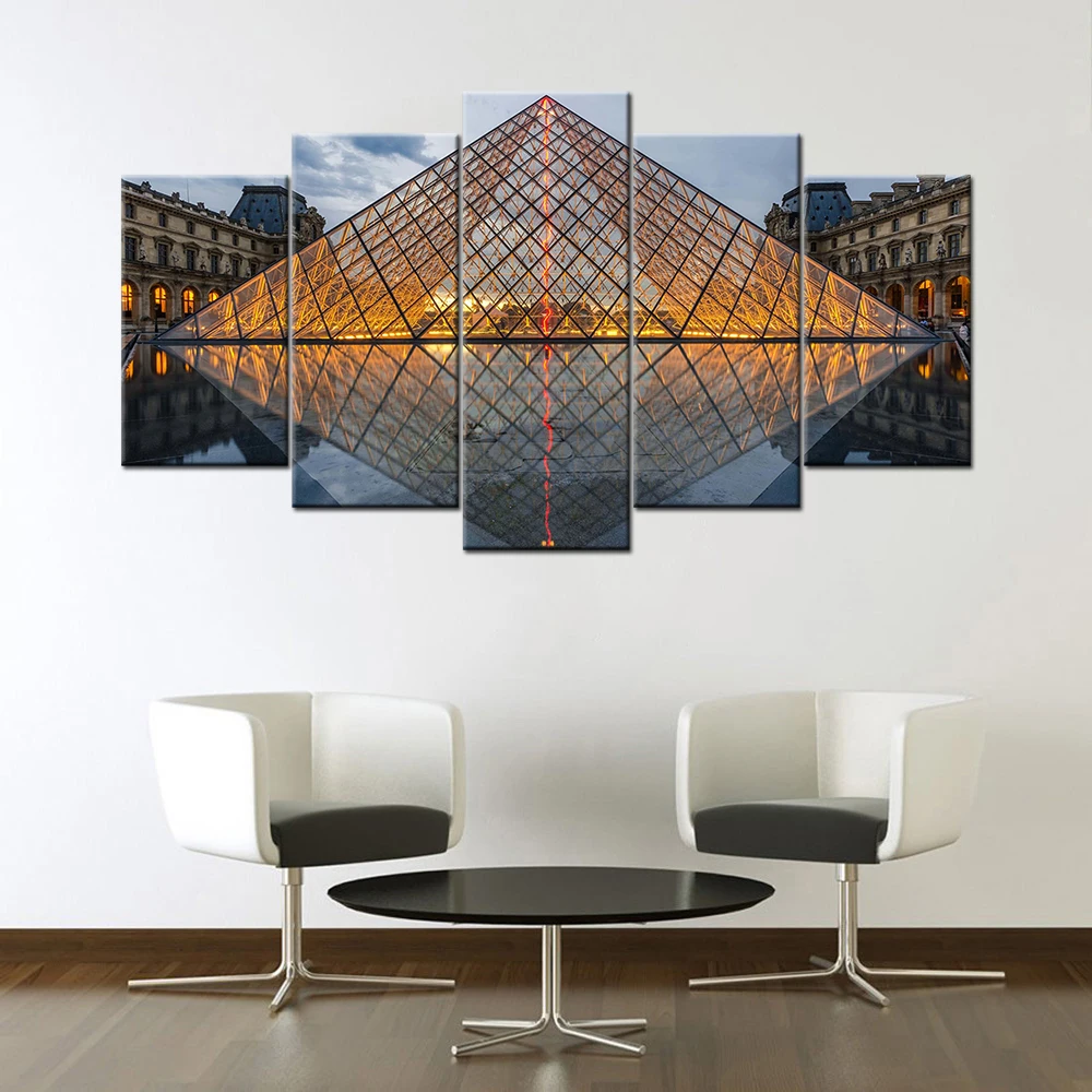 The Louvre France 5 Piece Canvas Paintings Modern Poster Wall Art Picture For Home Decor