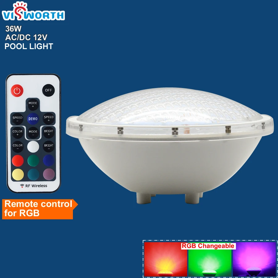 IP68 Waterproof Underwater Led Fountain AC/DC 12V Swimming Pool Light 36W RGB Bulb Linear Niche For Pond Fountain Aquarium