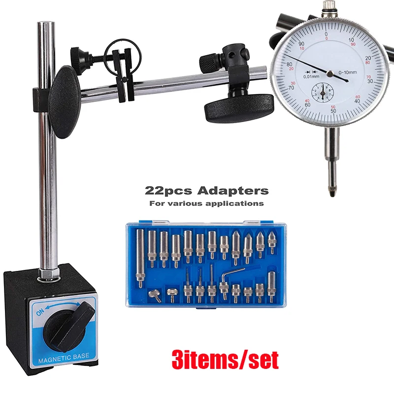 Dial Indicator with Magnetic Base Metric 0-10mm Tester Gage Gauge Holder 0.01mm Professional Precision gauge