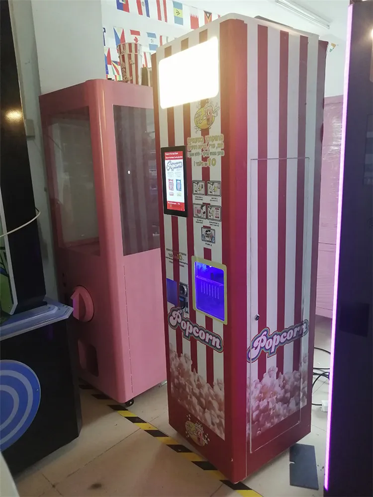 Automatic Popcorn Vending Machine Maker Coin Operated Outdoor Food Kiosk Electric Puffed Rice ExtruderCommercial Popcorn Machine