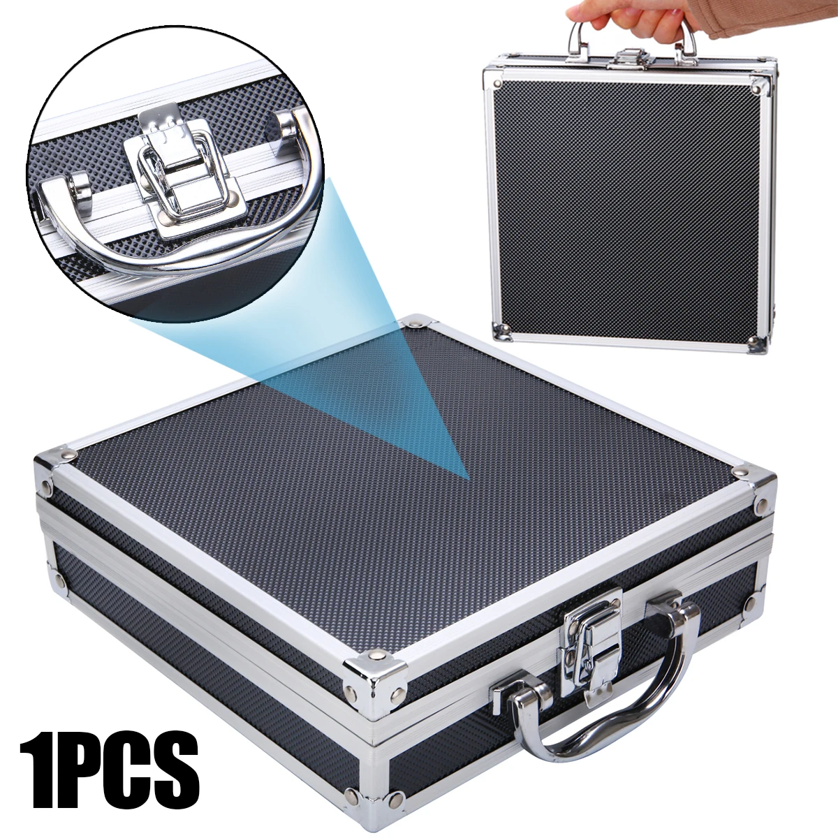 Portable Aluminium Alloy Handheld Box Tool Storage Flight Case Organizer +Sponge