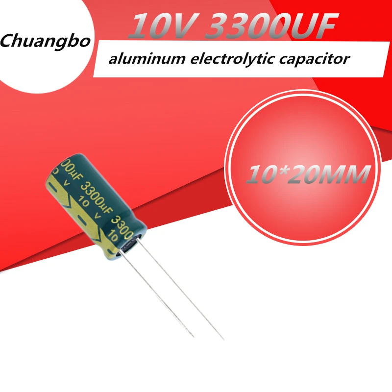 10pcs 10V3300UF 10*20 3300UF 10V Low ESR/Impedance high frequency aluminum electrolytic capacitor size 20%