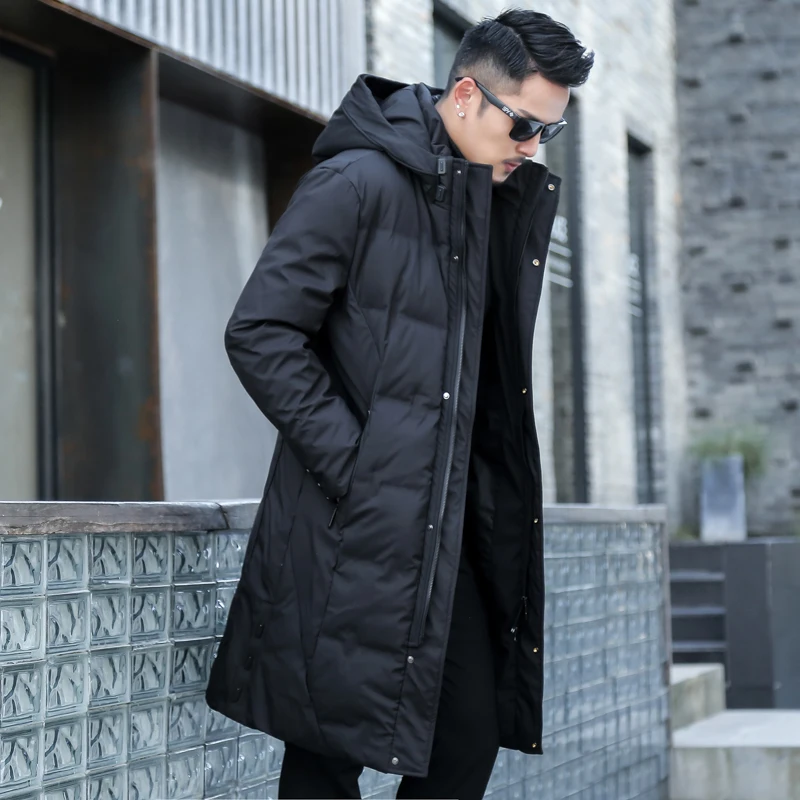 2023 Long style winter jacket high quality 90% white duck down jackets men,mens warm thicked fashion hooded coat full size M-5XL