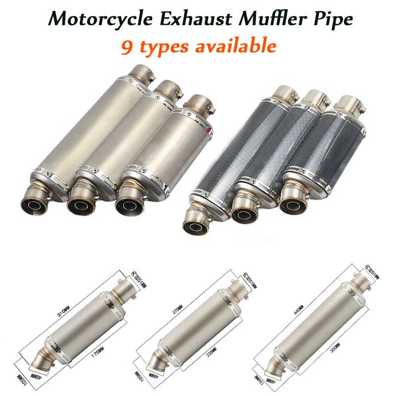 

Silp On For 310/370/440mm Motorcycle Silencer System Stainless Steel Exhaust Muffler Pipe Removable DB Killer 51mm Universal