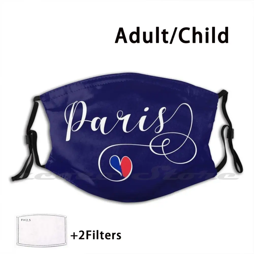 Paris Liebe, Flagge Herz maske DIY wasch baren Filter pm 2,5 Mund Trend Frankreich