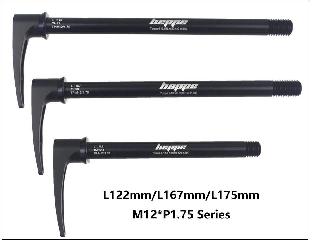 HEPPE MTB Road Bike Thru Axle Front Fork Shaft Skewers 12x100 12x110 Rear Thru Axle 12x142 12x148 Quick Release M12xP1.0/P1.75