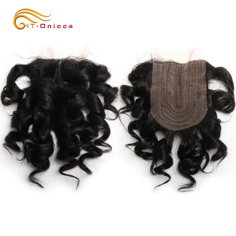 Curly Human Hair Bundles With Closure T Part Lace Closure Short Brazilian Hair Curly Bundles With Closure Natural Color