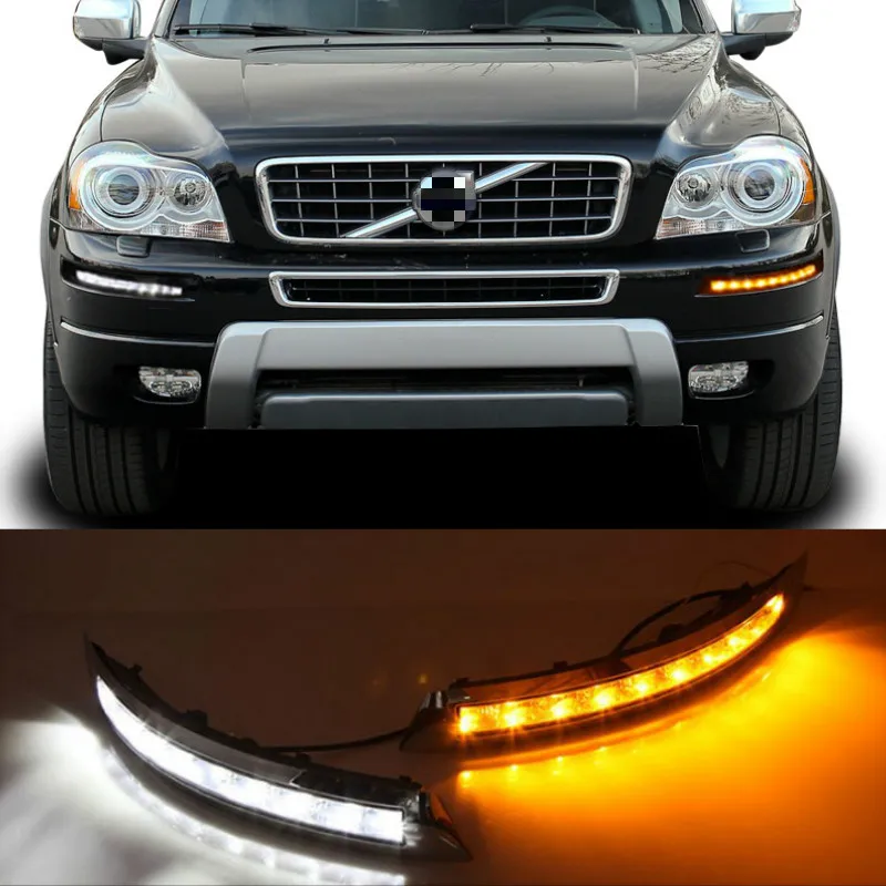 Luci di marcia diurna per auto 2 pezzi LED DRL per Volvo XC90 2007 2008 2009 2010 2011 2012 2013 lampada indicatore di direzione fendinebbia lampeggiante