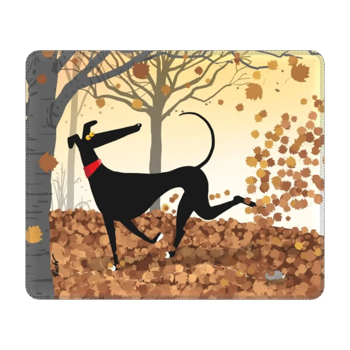 Autumn Hound Gaming Mouse Pad Anti-Slip Rubber Base Mousepad Office Desk Computer Pads Greyhound Whippet Dog Mouse Mat