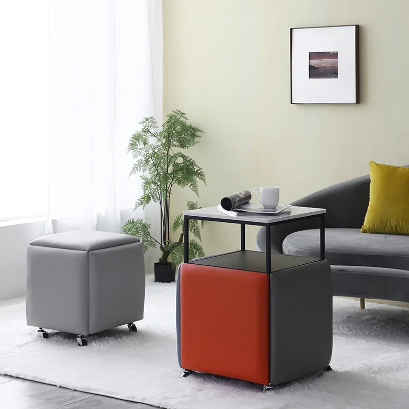 5 in 1 Sofa Stool Living Room Funiture Home Rubik's Cube Combination Fold Stool Iron Multifunctional storage stools Chair table