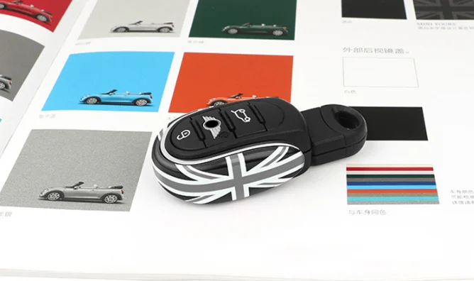 Auto Styling Alloy Key Case Cover Chain Gray Union Jack Fit MIN F54 F55 F56 F57 F60 Clubman Countryman Car Accessories