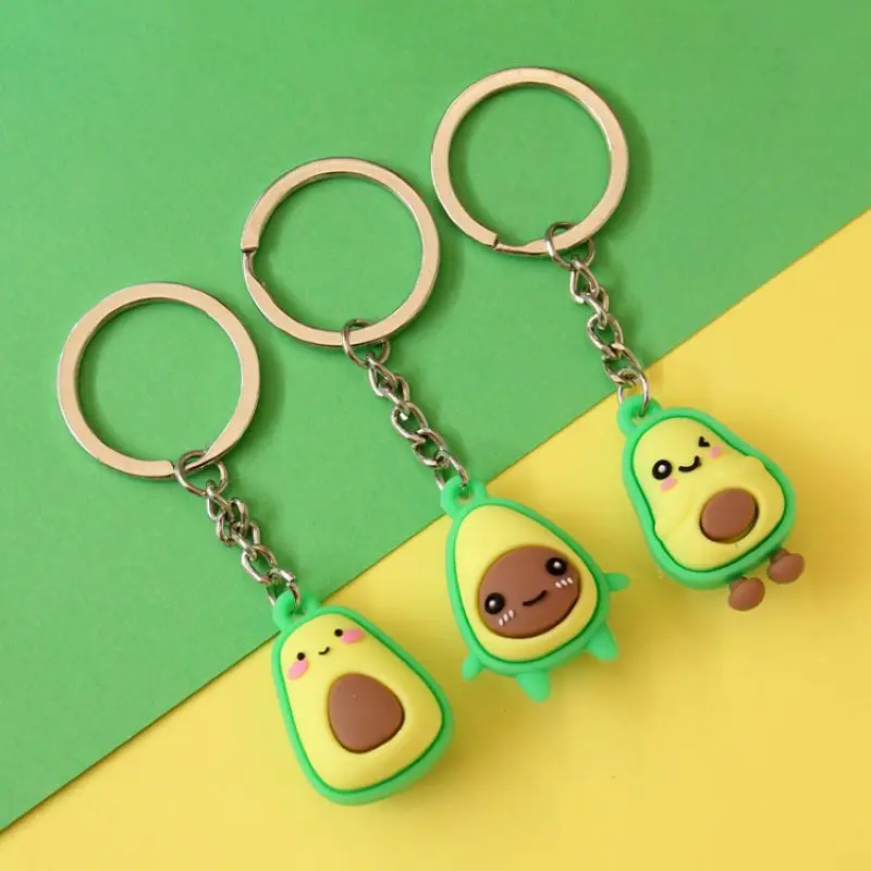 1pc Cartoon Avocado Key Chain Doll Key Ring Gift For Women Girls Bag Pendant Figure Charms Key Chains Jewelry