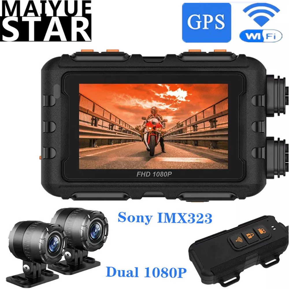 

3 Inch Motorcycle Recorder Sprint Cam Dual 1080P DVR FHD Front And Rear View IP67 Sony Waterproof Camera WiFi GPS Night Vision