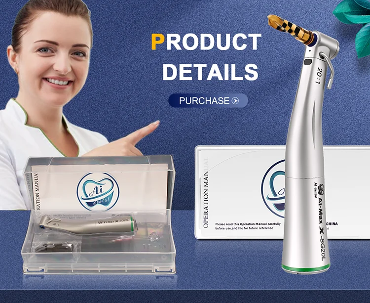 AI-X-SG20L Dental Implant Low Speed Contra Angle 20:1 Outer Water Spray Handpiece Supply for CA Burs