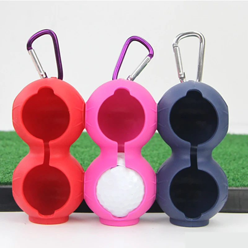 1Pcs Golf Ball Protective Cover Soft Silicone Waist Holder Double Fall Resistant Keyring Golfing Accessories For 2 Balls