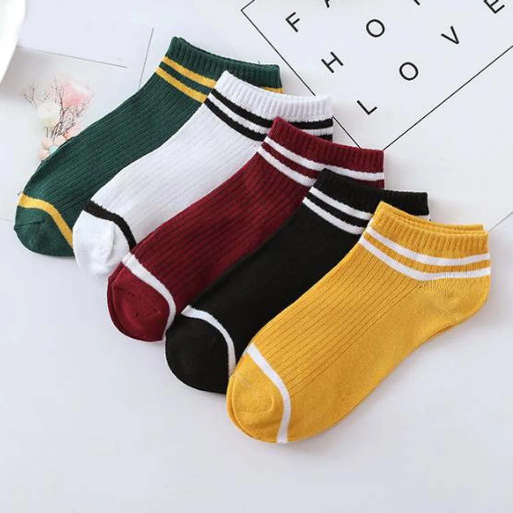 Women's Socks Harajuku Accessories Stripe Fashion Breathable Sock Comfortable Cotton Ankle Socks Funny Socks Skarpetki