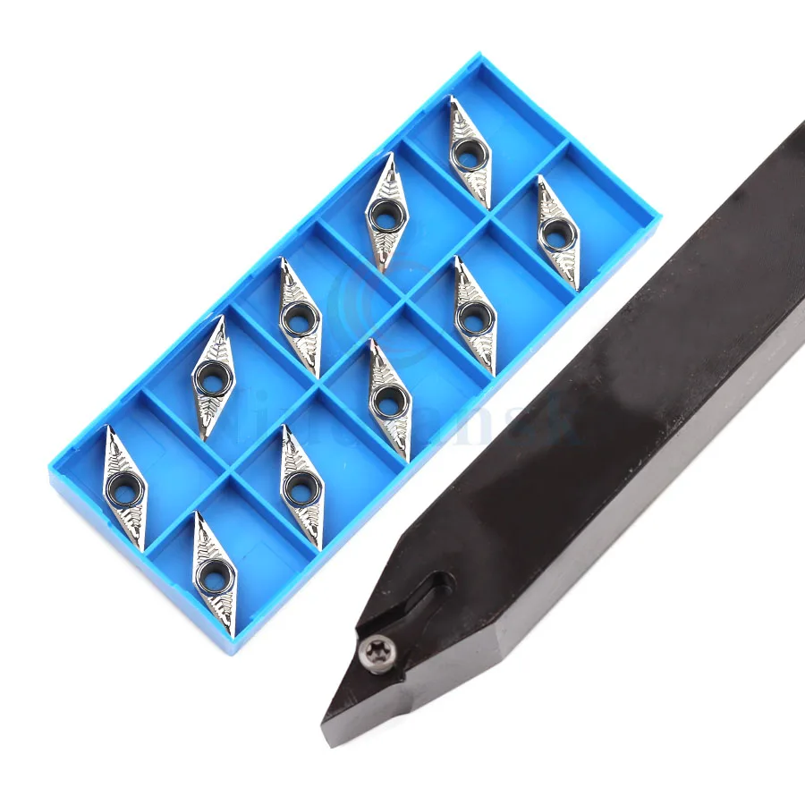 1pc svvbn1616h16 2020k16 2525m16 ângulo de corte 72.5 ° torneamento externo toolholder do torno cnc + 10 pçs vcgt vbgt inserções de metal duro