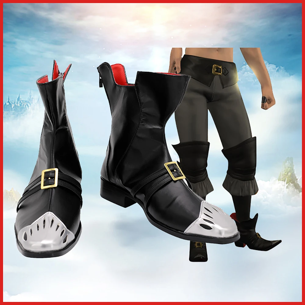 

FF14 Black Mage Shoes Cosplay Final Fantasy XIV Level 80 Black Mage Cosplay Boots Customized Leather Shoes