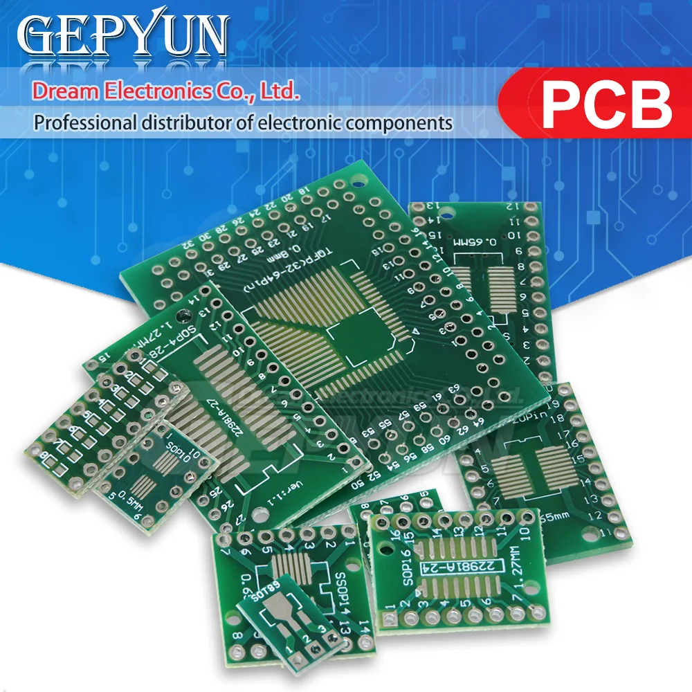 PCB Board SMD Turn To DIP SOP MSOP SSOP TSSOP SOP 8/16/14/20/24/28P SOT89 SOT23 SOT223 to DIP