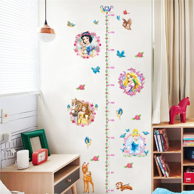 Colorful Princess Bird deer height measure wall stickers decals children bedroom kindergarten Decoration wall sticker Decals