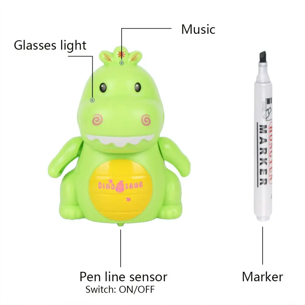 Nouveau stylo magique dinosaure inductif, ligne noire, Rail à Induction, Animal avec charge, musique légère, jouets électroniques pour enfants