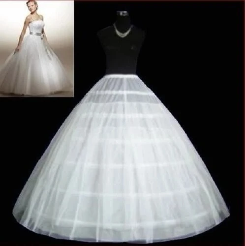 White 6-HOOP PETTICOAT Crinoline SLIP Underskirt BRIDAL WEDDING DRESS