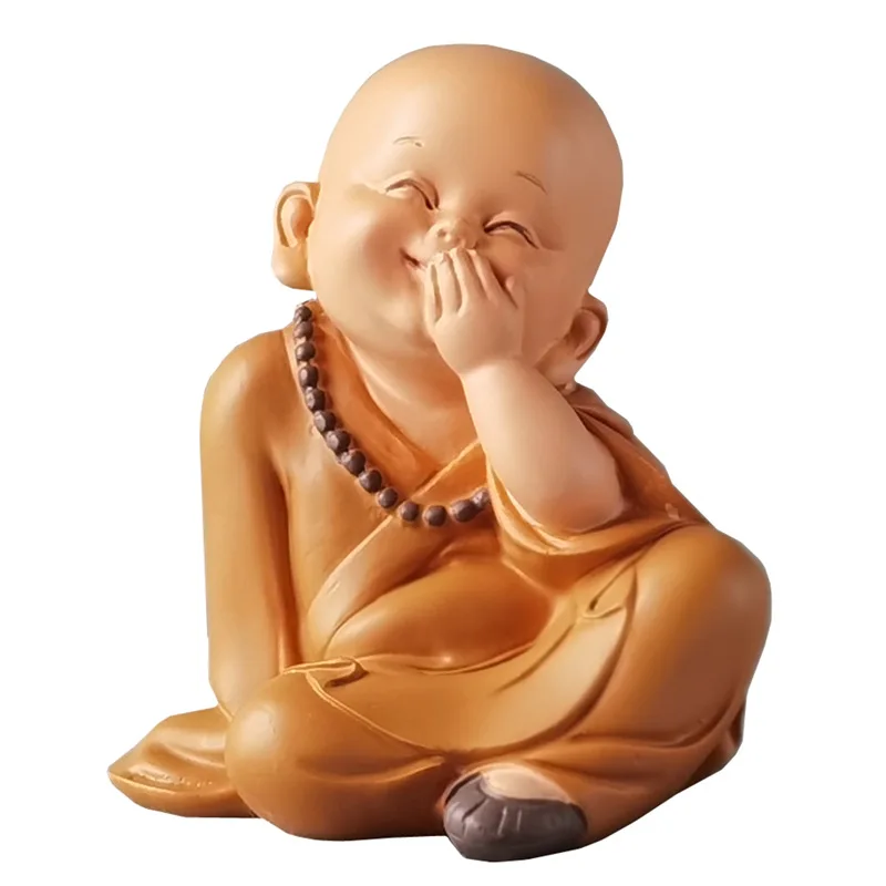 Resin Little Monk Mini Statue  Modern Handmade Sculpture Cute Home Room Potted Plant Office Decorations Statuette Special Offer