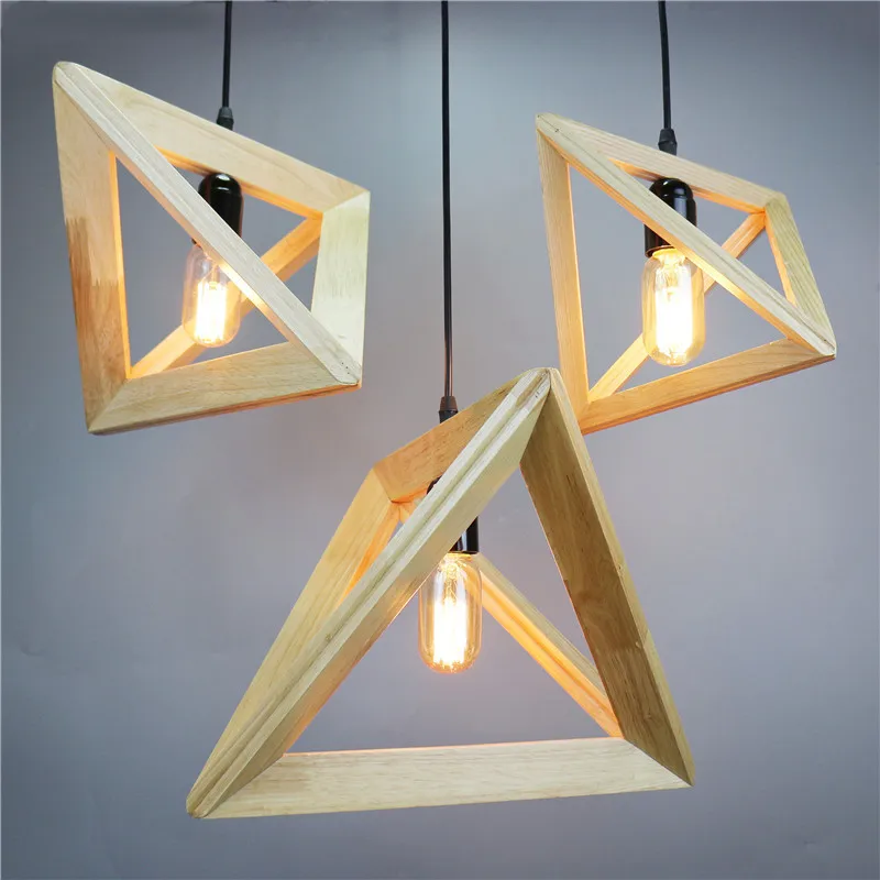 Nordic Modern Wood Plafonnier Led Lights Hanglamp Geometry Plafondlamp Pendant Decoracion Cocina Accesorio Room Decor Bedroom