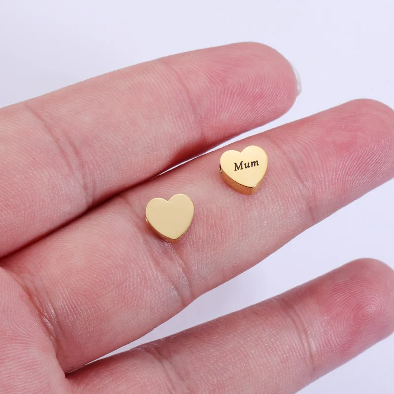 

DIY beads peach heart love corrosion mum Pendant jewelry 10pcs Simple mirror polished stainless steel mother gift accessories