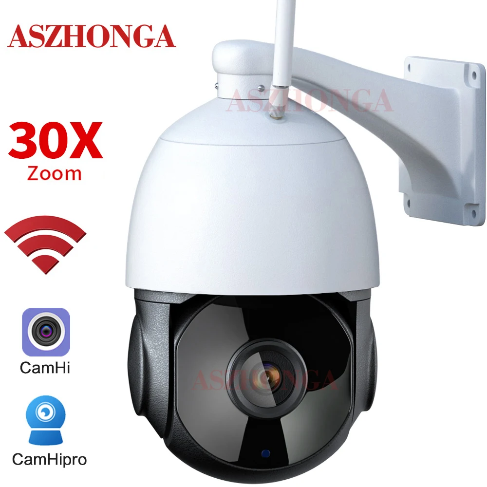 ASZHONA 2MP 5MP Wireless PTZ IP Camera 30X Zoom WIFI CCTV HD Outdoor Security Motion Detection IR Night Vision Waterproof CamHi