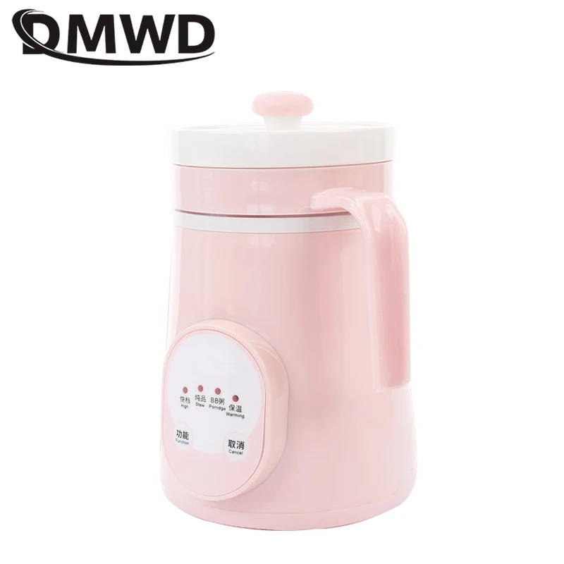 DMWD 600ML Mini Multi-function Electric Kettle Health Preserving Pot ceramic Boiled Tea dessert soup porridge Warm Kettle 220V