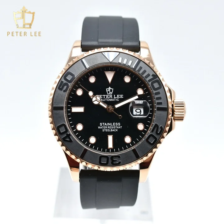 PETER LEE Top Brand Simple 42MM Luminous Automatic Watch For Men Auto Date Stainless Steel Mechanical Wristwatches Gifts