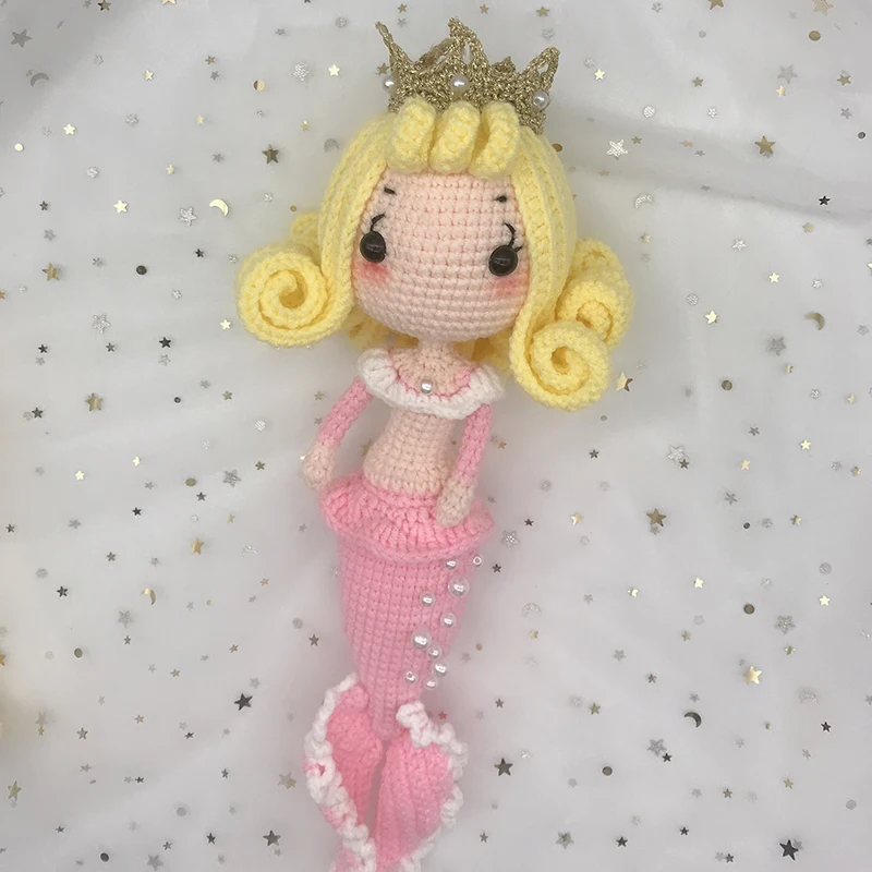 Knitting Dolls Hand woven Mermaid Princess Dolls Crochet Yarn Soft Cotton Toys  Handmade Knitted Toy finished Knit Fabric Toy