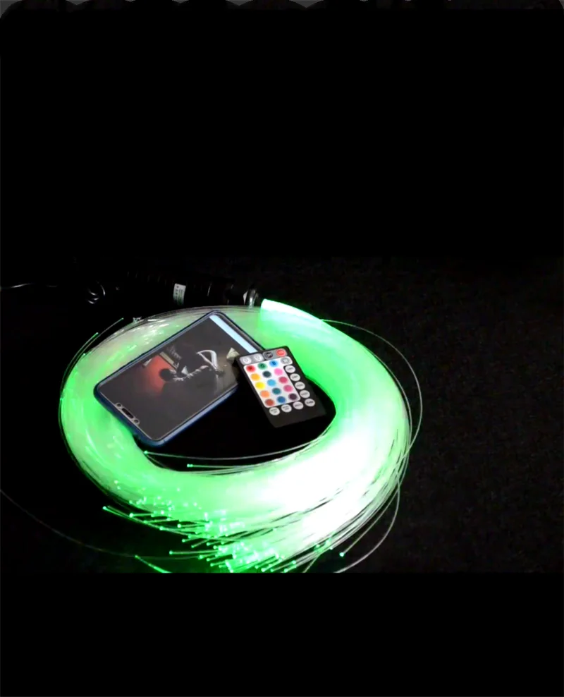 

6W Fiber Optic Light Engine Smartphone APP RF Control RGB LED Remote music controller Star Car ceiling+2M(L) 0.75MM 100pcs cable