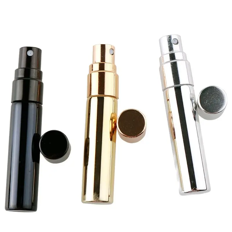 

50 pcs Electroplate 5 ML Perfume Bottle UV Glass Spray Pump Vial Mini Toner Refillable Bottle Portable Cosmetic Sample Container