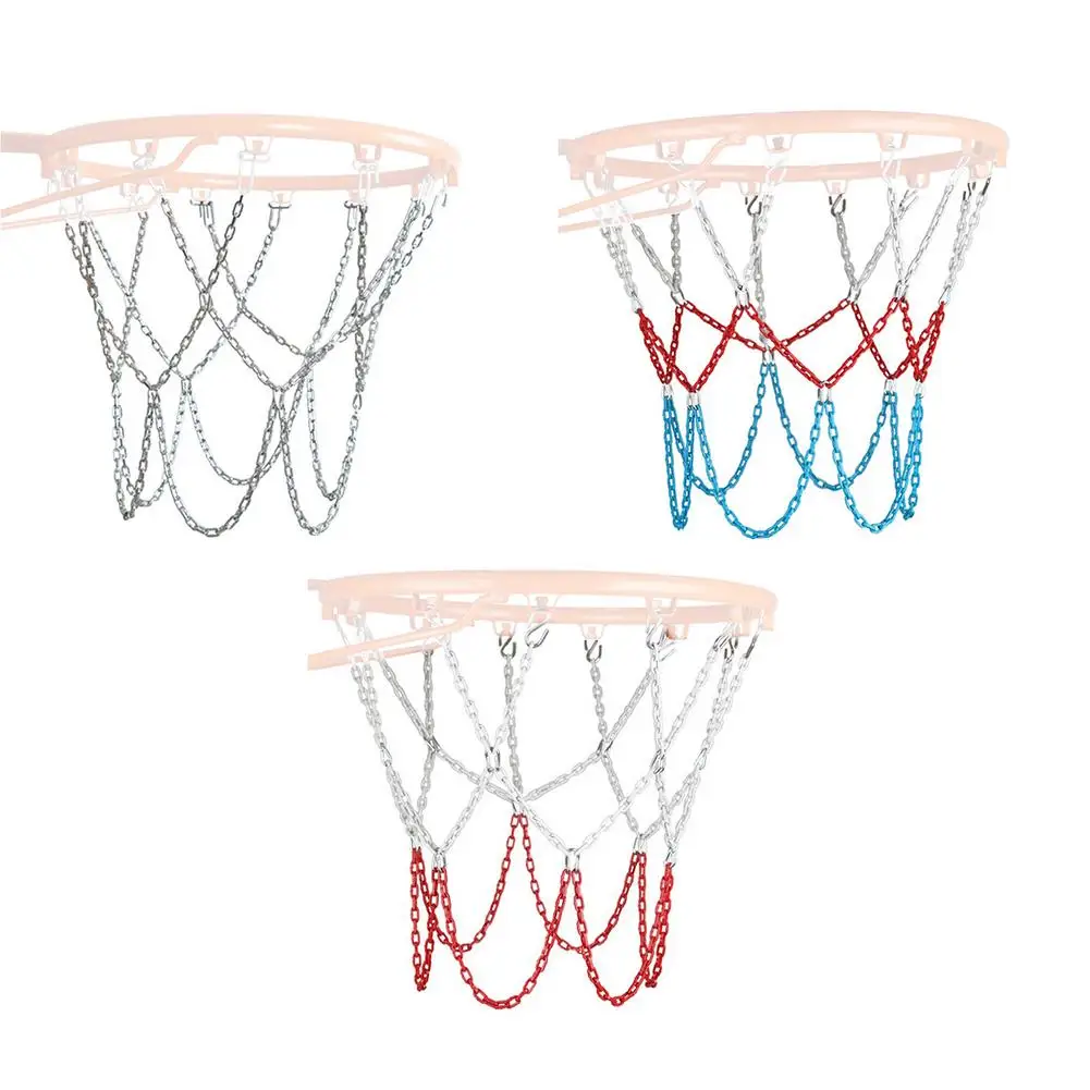 Metal Basketball Net Chain Bold Heavy Duty Basket Ball Iron Nets Exercise Accessories Durable Basketball Hoop Goal Rim Mesh