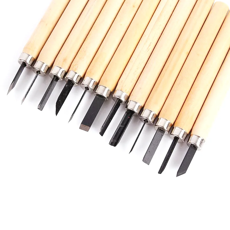 Citop 12pcs/set Professional Wood Carving DIY Pen Woodcut Knife Arts Crafts Chisel Knife Hand Tool Set For Carving Woodworkers